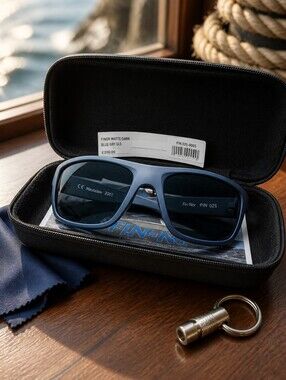 Fin-Nor Blue Gray Sunglasses with Case
